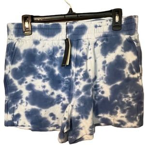 Monrow blue white tie dye sweat shorts with pockets size large